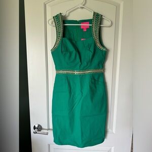 Lilly Pulitzer Dana Stretch Shift Dress in Emerald Isle Green.